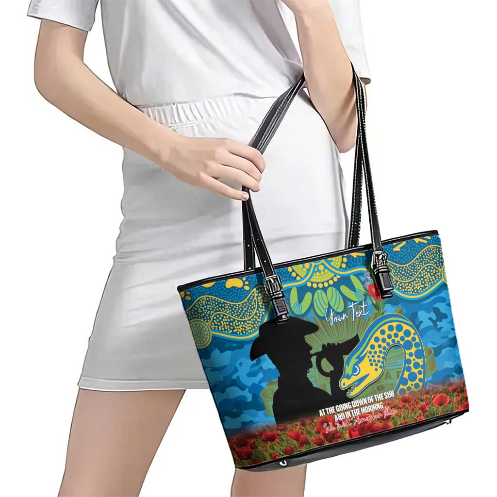 Personalised Parramatta Eels Rugby ANZAC Day Leather Tote Bag Last Post Poppy We Will Remember Them