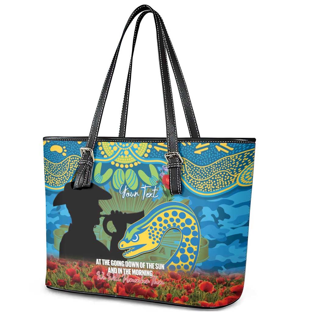 Personalised Parramatta Eels Rugby ANZAC Day Leather Tote Bag Last Post Poppy We Will Remember Them