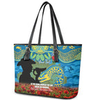 Personalised Parramatta Eels Rugby ANZAC Day Leather Tote Bag Last Post Poppy We Will Remember Them