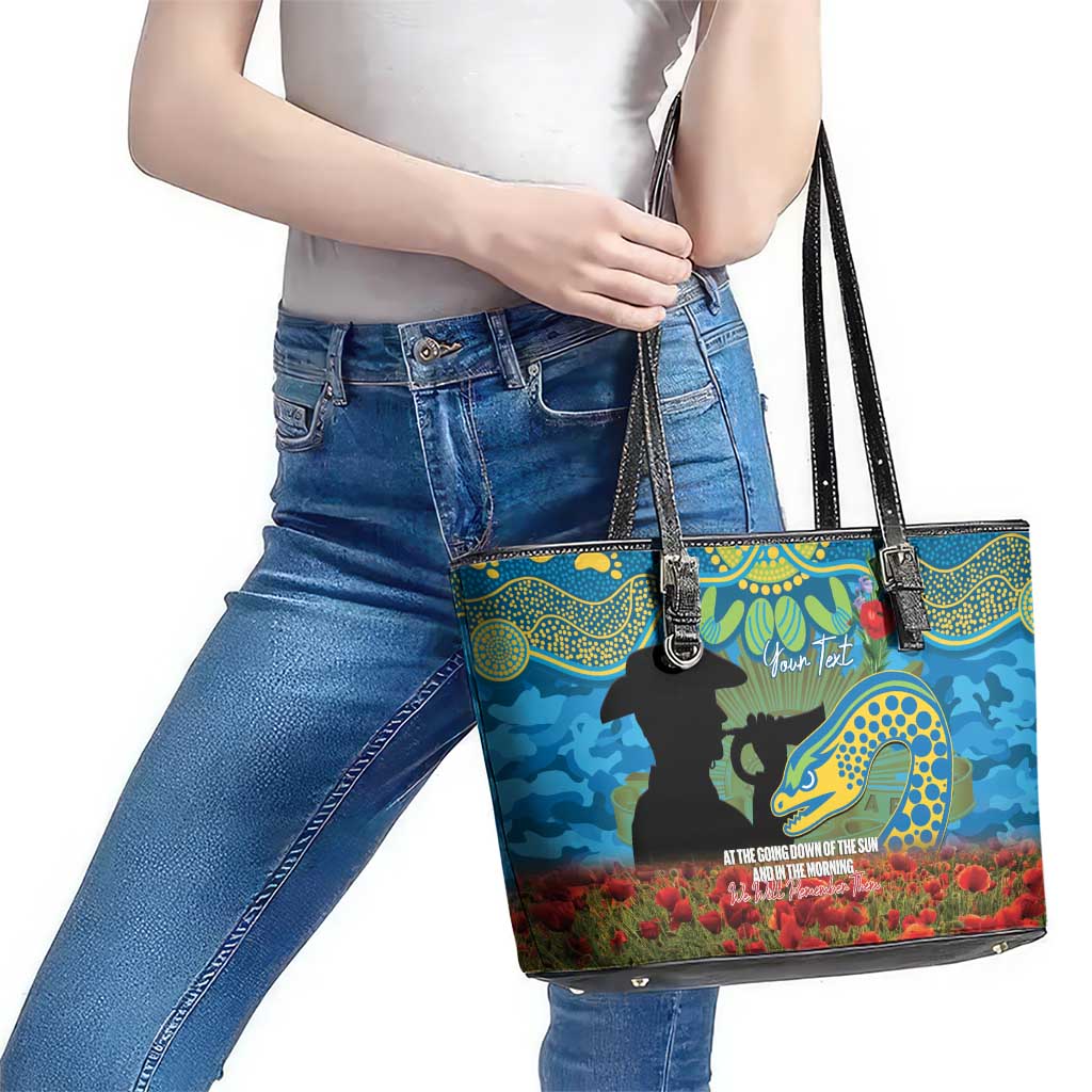Personalised Parramatta Eels Rugby ANZAC Day Leather Tote Bag Last Post Poppy We Will Remember Them