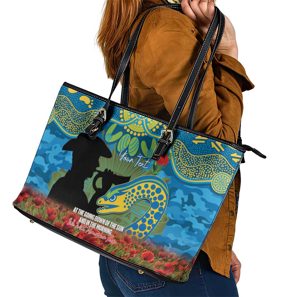 Personalised Parramatta Eels Rugby ANZAC Day Leather Tote Bag Last Post Poppy We Will Remember Them