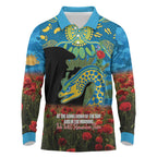 Personalised Parramatta Eels Rugby ANZAC Day Long Sleeve Polo Shirt Last Post Poppy We Will Remember Them
