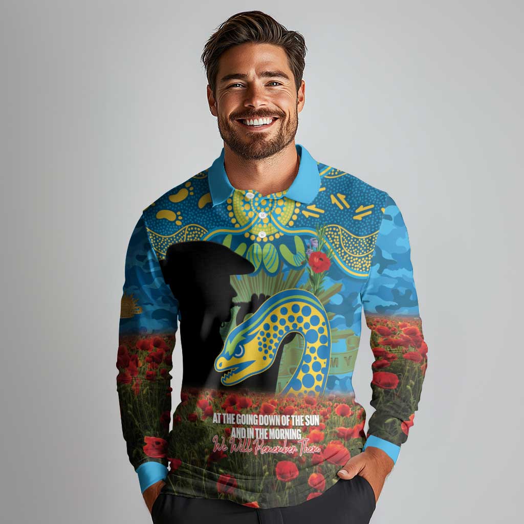 Personalised Parramatta Eels Rugby ANZAC Day Long Sleeve Polo Shirt Last Post Poppy We Will Remember Them