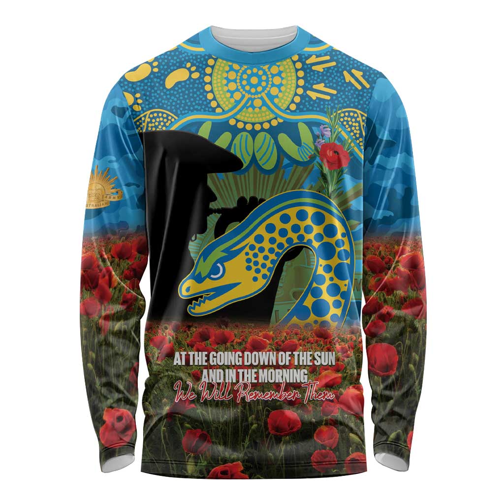 Personalised Parramatta Eels Rugby ANZAC Day Long Sleeve Shirt Last Post Poppy We Will Remember Them