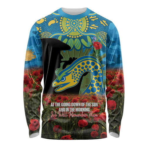 Personalised Parramatta Eels Rugby ANZAC Day Long Sleeve Shirt Last Post Poppy We Will Remember Them