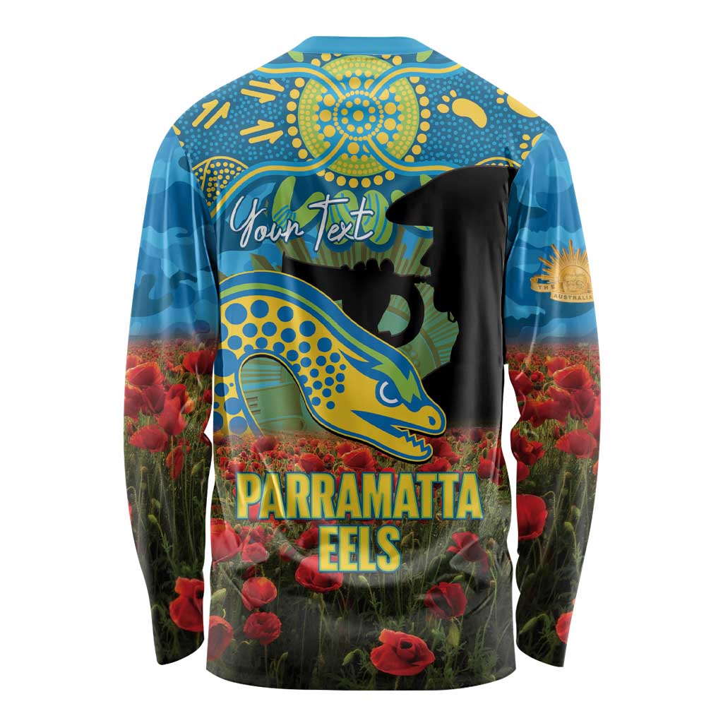 Personalised Parramatta Eels Rugby ANZAC Day Long Sleeve Shirt Last Post Poppy We Will Remember Them
