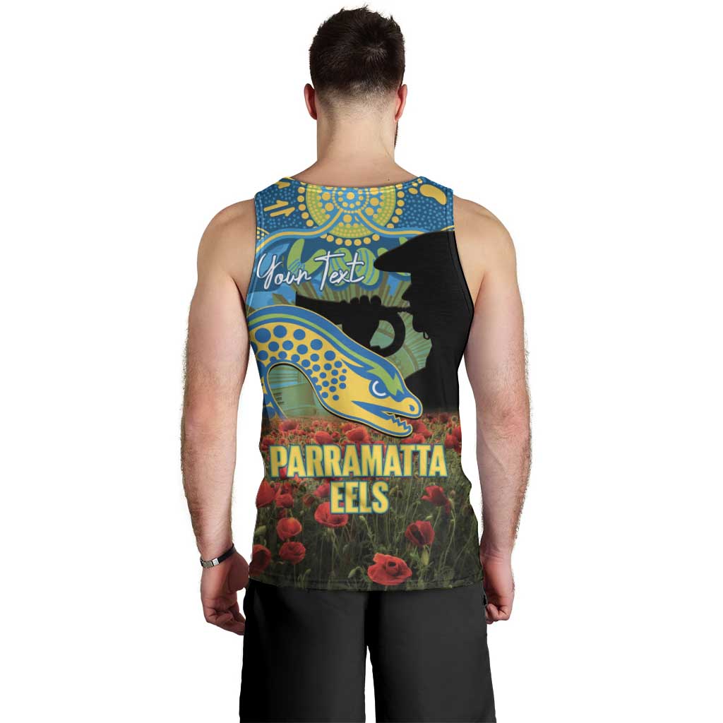 Personalised Parramatta Eels Rugby ANZAC Day Men Tank Top Last Post Poppy We Will Remember Them