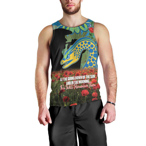 Personalised Parramatta Eels Rugby ANZAC Day Men Tank Top Last Post Poppy We Will Remember Them