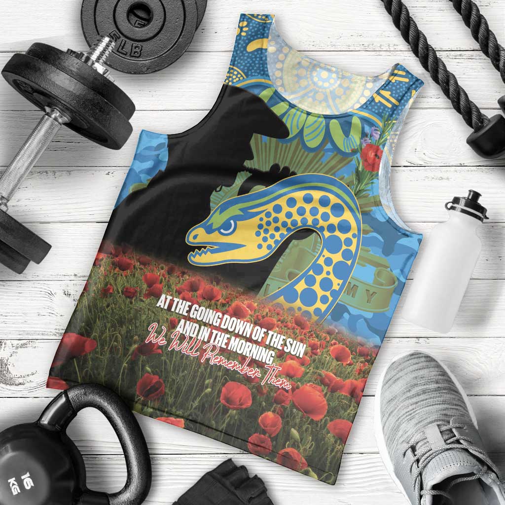 Personalised Parramatta Eels Rugby ANZAC Day Men Tank Top Last Post Poppy We Will Remember Them