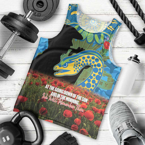 Personalised Parramatta Eels Rugby ANZAC Day Men Tank Top Last Post Poppy We Will Remember Them