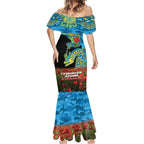 Personalised Parramatta Eels Rugby ANZAC Day Mermaid Dress Last Post Poppy We Will Remember Them
