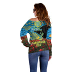 Personalised Parramatta Eels Rugby ANZAC Day Off Shoulder Sweater Last Post Poppy We Will Remember Them