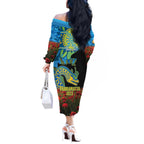 Personalised Parramatta Eels Rugby ANZAC Day Off The Shoulder Long Sleeve Dress Last Post Poppy We Will Remember Them