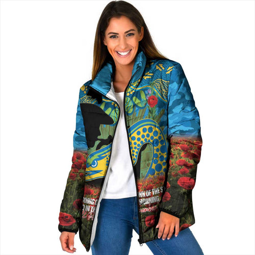 Personalised Parramatta Eels Rugby ANZAC Day Padded Jacket Last Post Poppy We Will Remember Them
