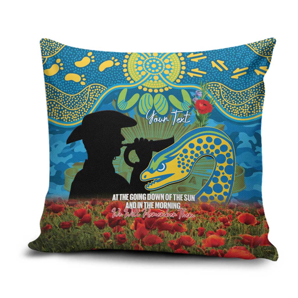 Personalised Parramatta Eels Rugby ANZAC Day Pillow Cover Last Post Poppy We Will Remember Them