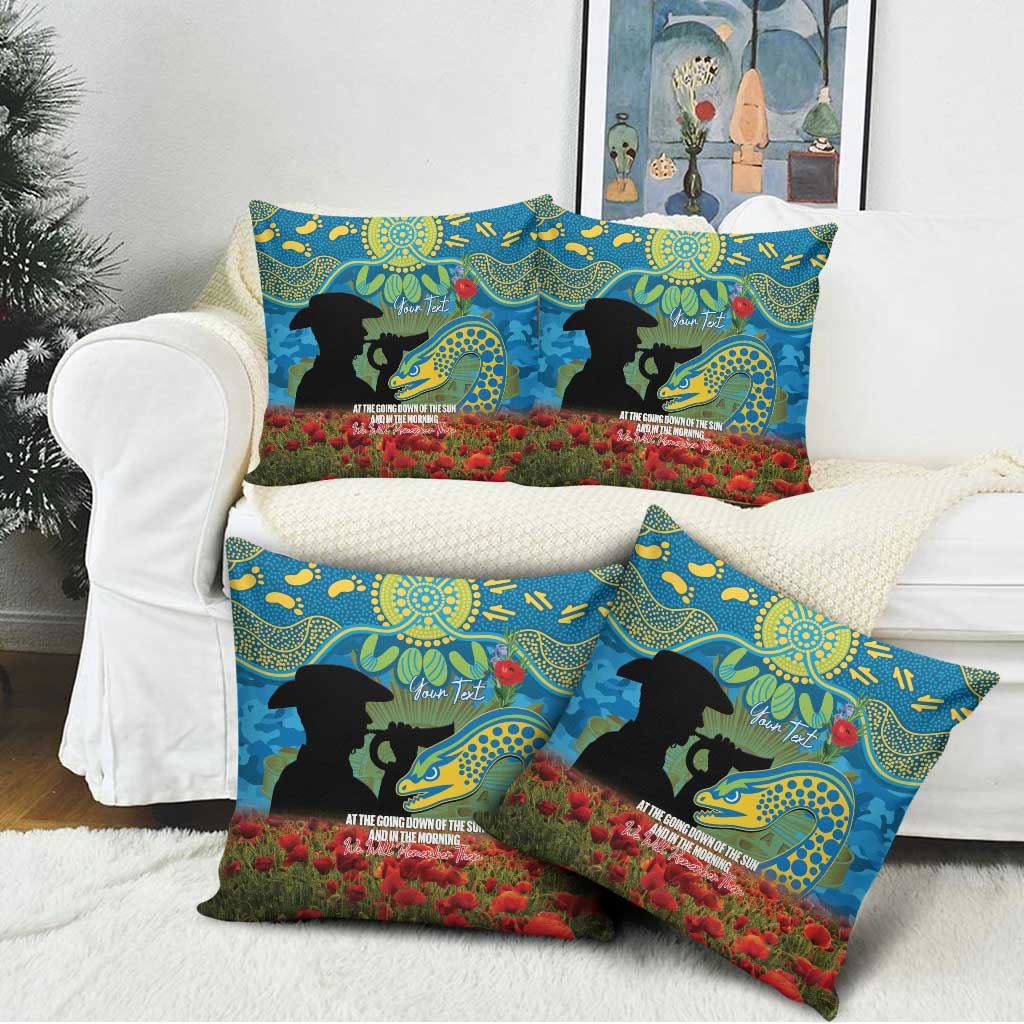 Personalised Parramatta Eels Rugby ANZAC Day Pillow Cover Last Post Poppy We Will Remember Them