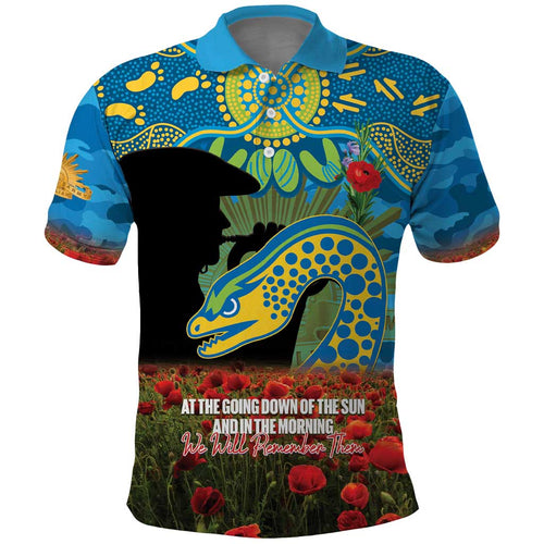 Personalised Parramatta Eels Rugby ANZAC Day Polo Shirt Last Post Poppy We Will Remember Them
