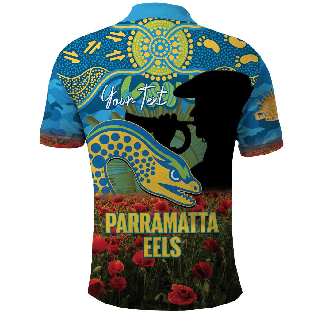 Personalised Parramatta Eels Rugby ANZAC Day Polo Shirt Last Post Poppy We Will Remember Them