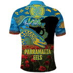 Personalised Parramatta Eels Rugby ANZAC Day Polo Shirt Last Post Poppy We Will Remember Them