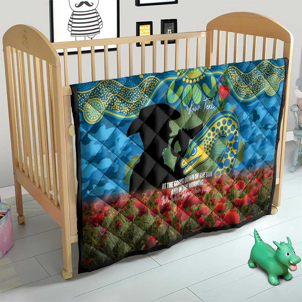 Personalised Parramatta Eels Rugby ANZAC Day Quilt Last Post Poppy We Will Remember Them