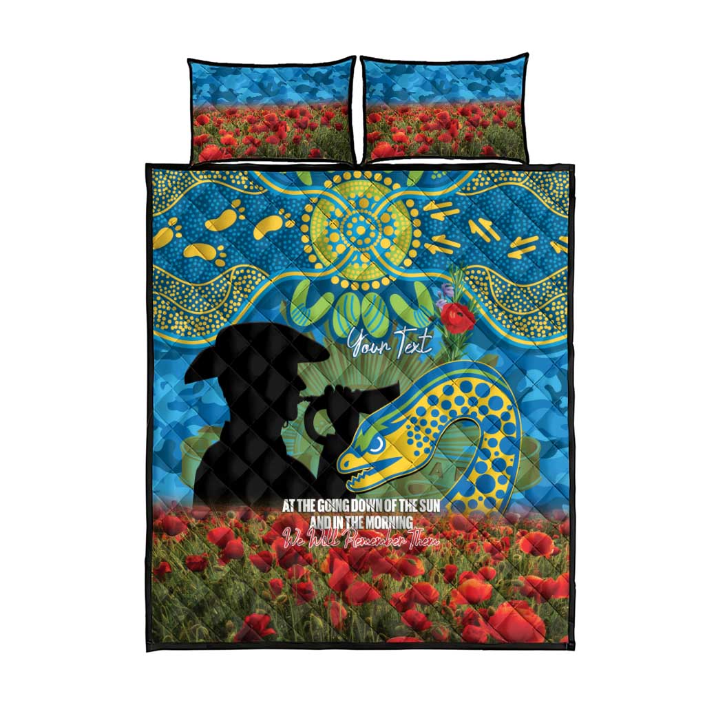 Personalised Parramatta Eels Rugby ANZAC Day Quilt Bed Set Last Post Poppy We Will Remember Them