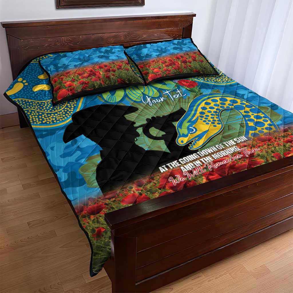 Personalised Parramatta Eels Rugby ANZAC Day Quilt Bed Set Last Post Poppy We Will Remember Them