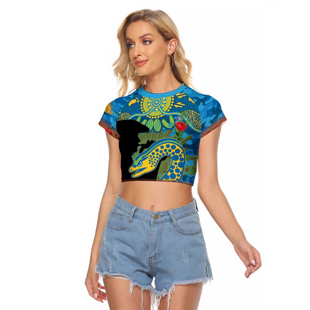 Personalised Parramatta Eels Rugby ANZAC Day Raglan Cropped T Shirt Last Post Poppy We Will Remember Them