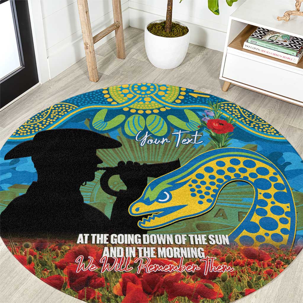 Personalised Parramatta Eels Rugby ANZAC Day Round Carpet Last Post Poppy We Will Remember Them