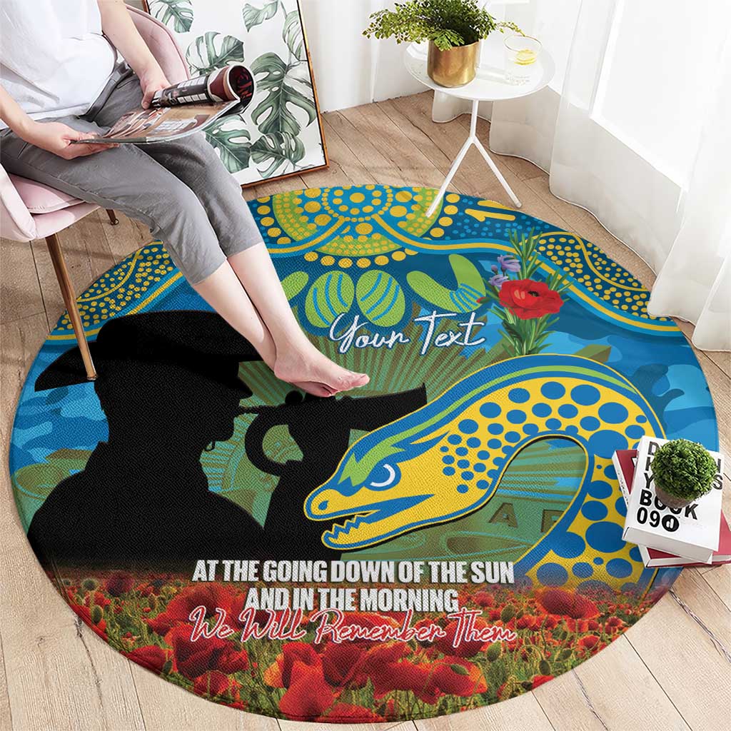 Personalised Parramatta Eels Rugby ANZAC Day Round Carpet Last Post Poppy We Will Remember Them