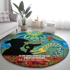 Personalised Parramatta Eels Rugby ANZAC Day Round Carpet Last Post Poppy We Will Remember Them