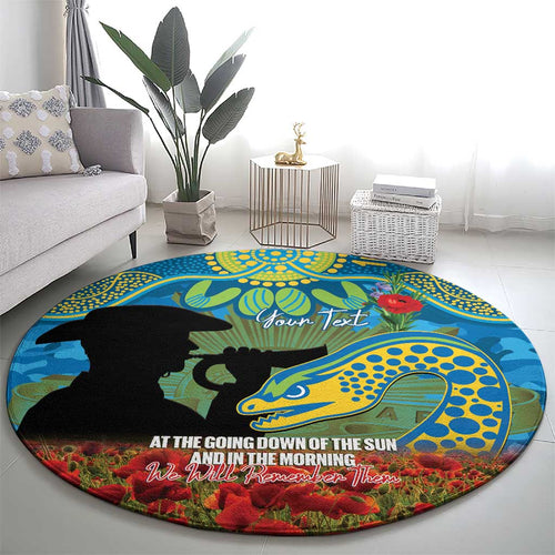 Personalised Parramatta Eels Rugby ANZAC Day Round Carpet Last Post Poppy We Will Remember Them