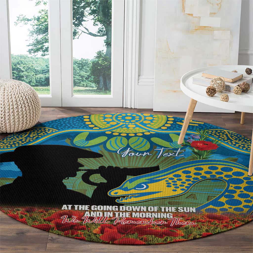 Personalised Parramatta Eels Rugby ANZAC Day Round Carpet Last Post Poppy We Will Remember Them