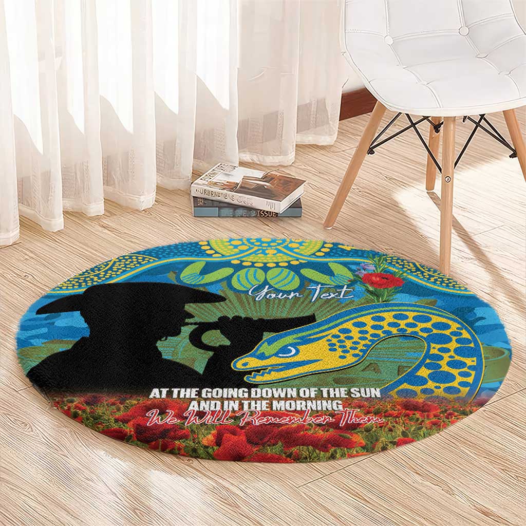 Personalised Parramatta Eels Rugby ANZAC Day Round Carpet Last Post Poppy We Will Remember Them