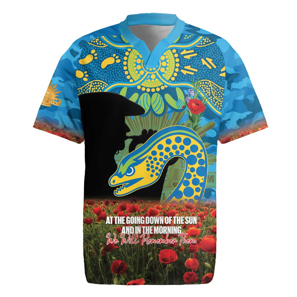 Personalised Parramatta Eels Rugby ANZAC Day Rugby Jersey Last Post Poppy We Will Remember Them