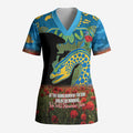 Personalised Parramatta Eels Rugby ANZAC Day Scrub Top Last Post Poppy We Will Remember Them