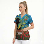 Personalised Parramatta Eels Rugby ANZAC Day Scrub Top Last Post Poppy We Will Remember Them