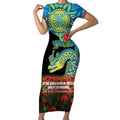 Personalised Parramatta Eels Rugby ANZAC Day Short Sleeve Bodycon Dress Last Post Poppy We Will Remember Them