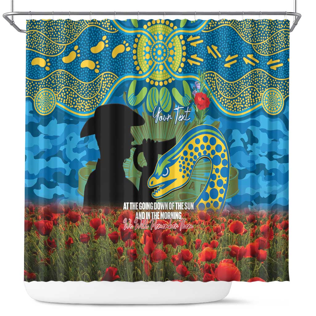 Personalised Parramatta Eels Rugby ANZAC Day Shower Curtain Last Post Poppy We Will Remember Them