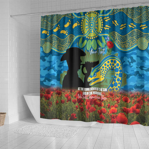Personalised Parramatta Eels Rugby ANZAC Day Shower Curtain Last Post Poppy We Will Remember Them