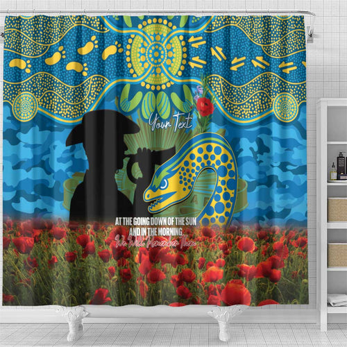 Personalised Parramatta Eels Rugby ANZAC Day Shower Curtain Last Post Poppy We Will Remember Them