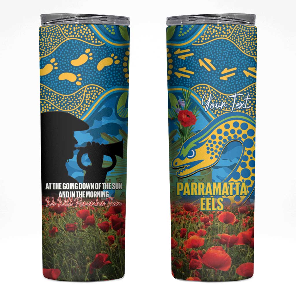 Personalised Parramatta Eels Rugby ANZAC Day Skinny Tumbler Last Post Poppy We Will Remember Them