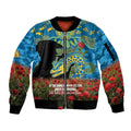 Personalised Parramatta Eels Rugby ANZAC Day Sleeve Zip Bomber Jacket Last Post Poppy We Will Remember Them