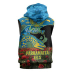 Personalised Parramatta Eels Rugby ANZAC Day Sleeveless Zip Hoodie Last Post Poppy We Will Remember Them