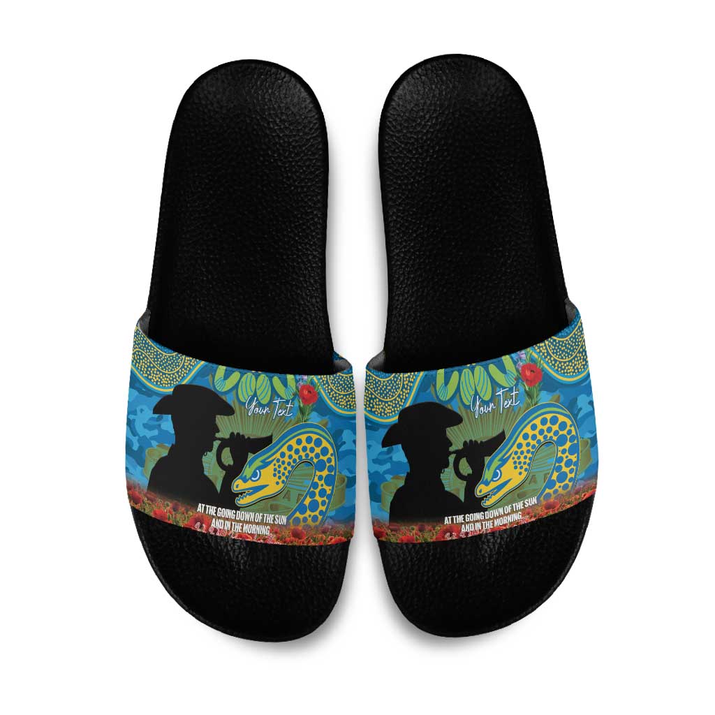 Personalised Parramatta Eels Rugby ANZAC Day Slide Sandals Last Post Poppy We Will Remember Them