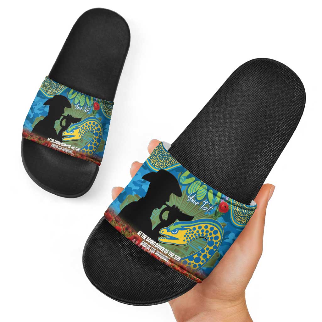 Personalised Parramatta Eels Rugby ANZAC Day Slide Sandals Last Post Poppy We Will Remember Them