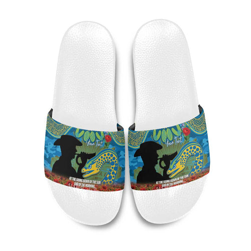 Personalised Parramatta Eels Rugby ANZAC Day Slide Sandals Last Post Poppy We Will Remember Them