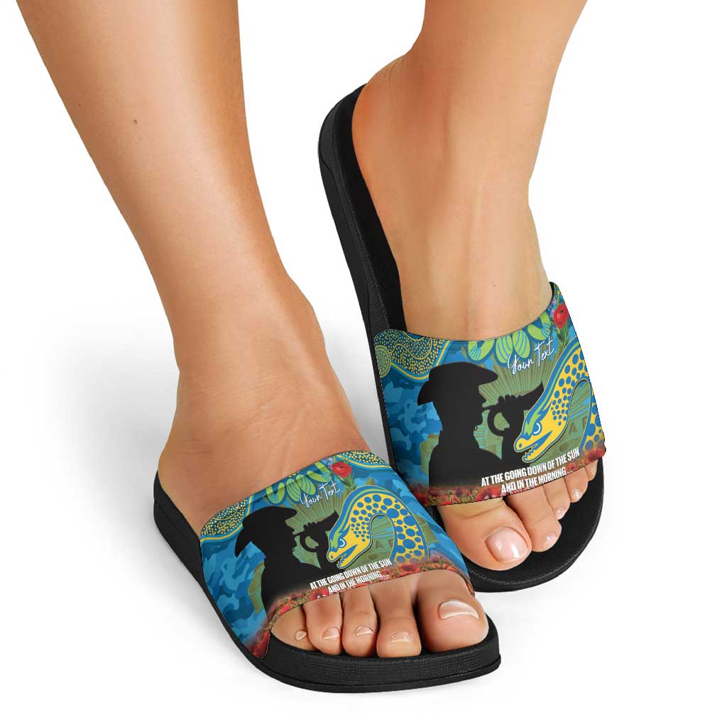 Personalised Parramatta Eels Rugby ANZAC Day Slide Sandals Last Post Poppy We Will Remember Them