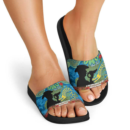 Personalised Parramatta Eels Rugby ANZAC Day Slide Sandals Last Post Poppy We Will Remember Them