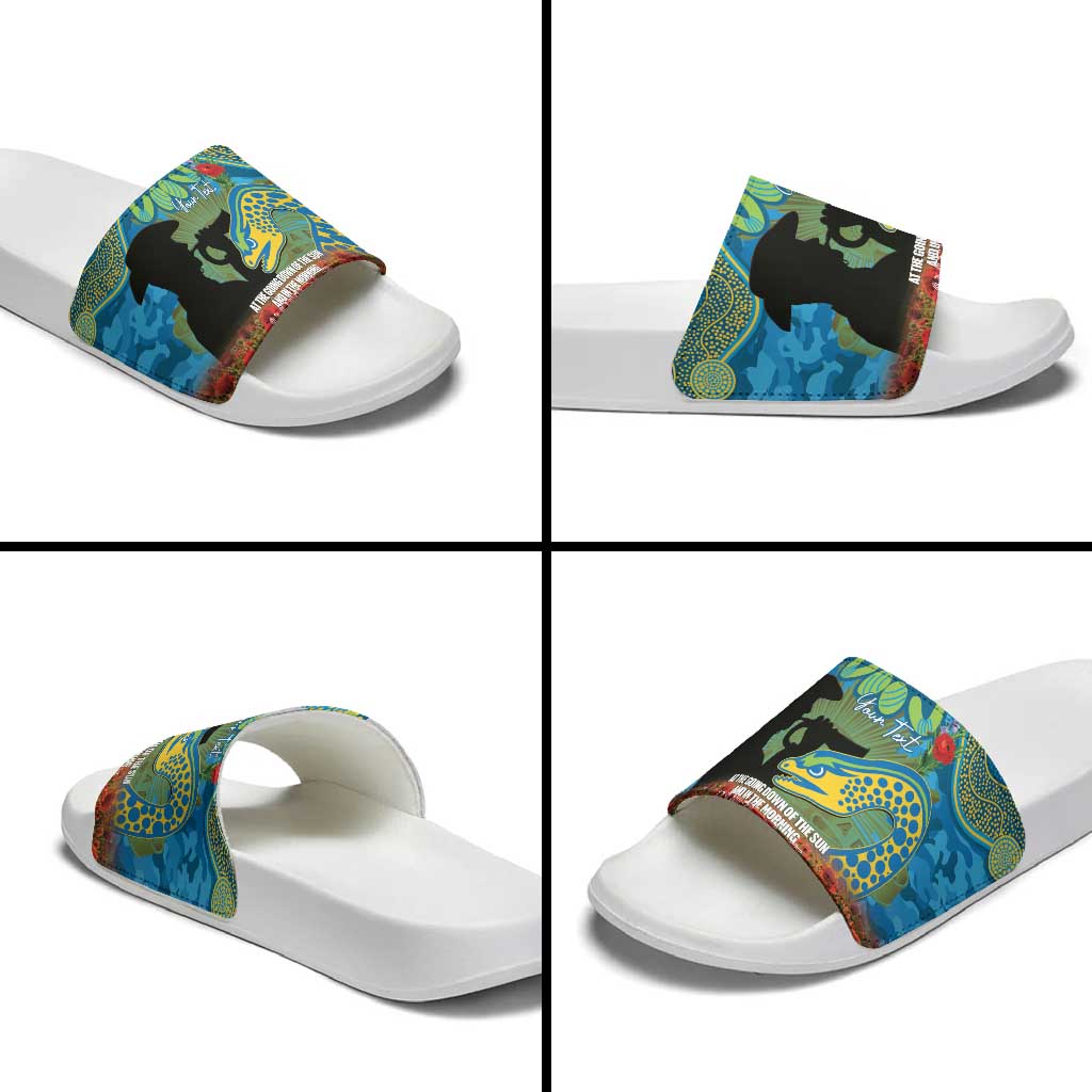 Personalised Parramatta Eels Rugby ANZAC Day Slide Sandals Last Post Poppy We Will Remember Them
