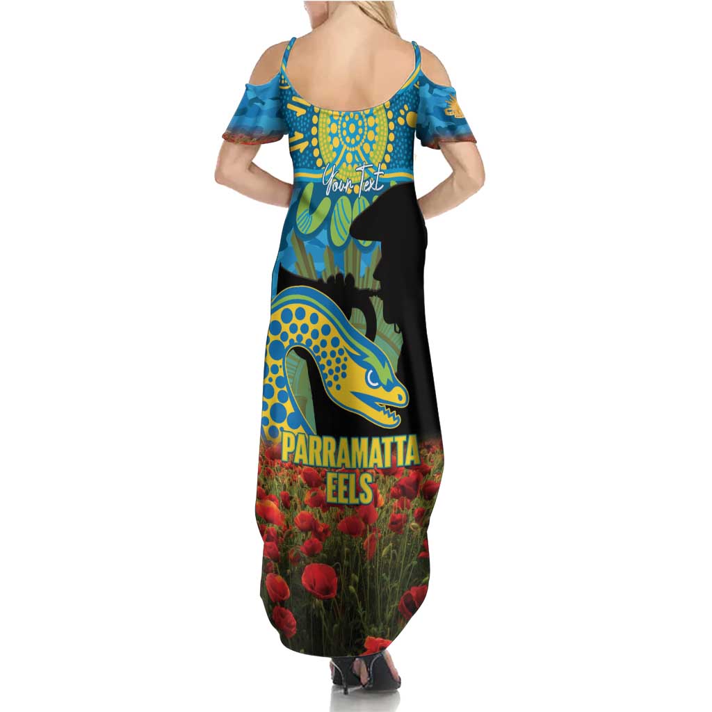 Personalised Parramatta Eels Rugby ANZAC Day Summer Maxi Dress Last Post Poppy We Will Remember Them
